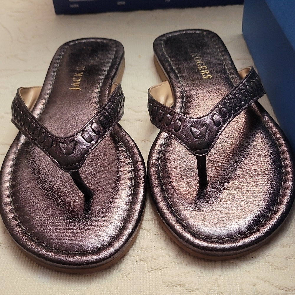 Jack Rogers Metallic Purple Flip Flop Sandals - Picture 3 of 7